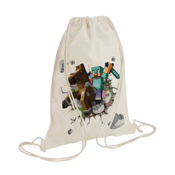 Minecraft brick, Backpack bag GYMBAG natural (28x40cm)