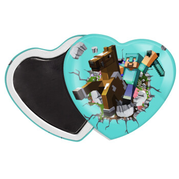 Minecraft brick, Μαγνητάκι καρδιά (57x52mm)