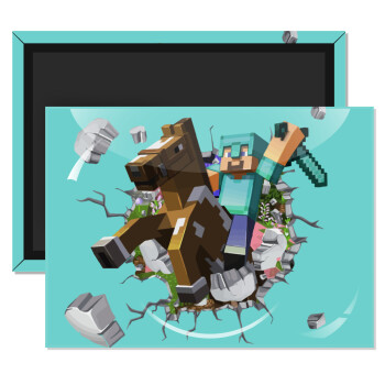 Minecraft brick, Ορθογώνιο μαγνητάκι ψυγείου διάστασης 9x6cm