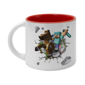 Minecraft brick, Κούπα κεραμική 400ml Λευκή/Κόκκινη