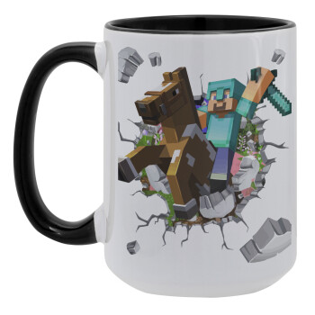 Minecraft brick, Κούπα Mega 15oz, κεραμική Μαύρη, 450ml