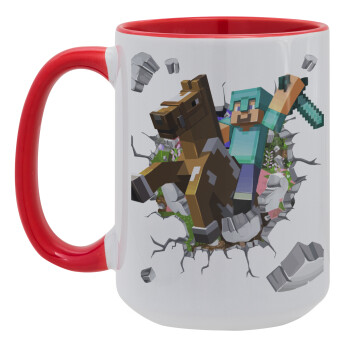Minecraft brick, Κούπα Mega 15oz, κεραμική Κόκκινη, 450ml