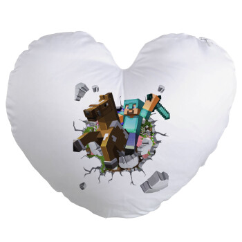 Minecraft brick, Μαξιλάρι καναπέ καρδιά 40x40cm περιέχεται το  γέμισμα