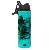 Metallic water bottle with safety lid, 850ml aluminum