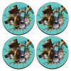 SET of 4 round wooden coasters (9cm)