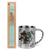 Easter Set, metallic thermal cup (300ml) & aromatic flat Easter candle (30cm) (TURQUOISE)