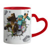 Mug heart red handle, ceramic, 330ml