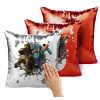 Μαξιλάρι καναπέ Μαγικό Κόκκινο με πούλιες 40x40cm περιέχεται το γέμισμα