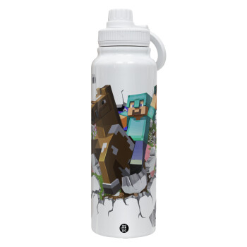 Minecraft brick, 1L Stainless Steel Thermal Bottle with Phone Holder & Double Wall Insulation