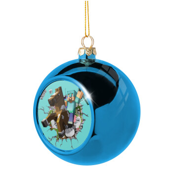 Minecraft brick, Blue Christmas tree ball ornament 8cm