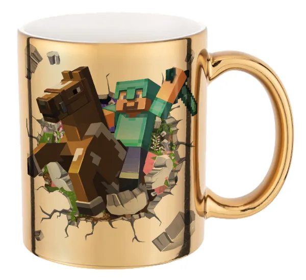 Minecraft brick — Mug ceramic, gold mirror, 330ml