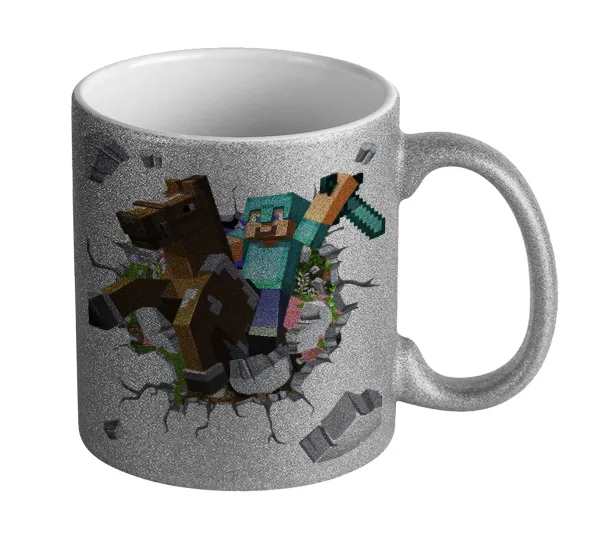 Minecraft brick — Glitter Ασημένια