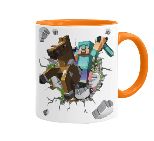 Minecraft brick — Κούπα χρωματιστή πορτοκαλί, κεραμική, 330ml