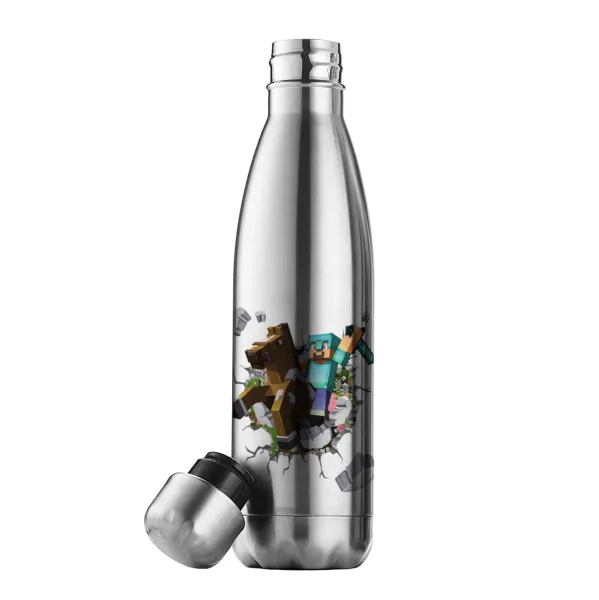Minecraft brick — Inox (Stainless steel) double-walled metal mug, 500ml