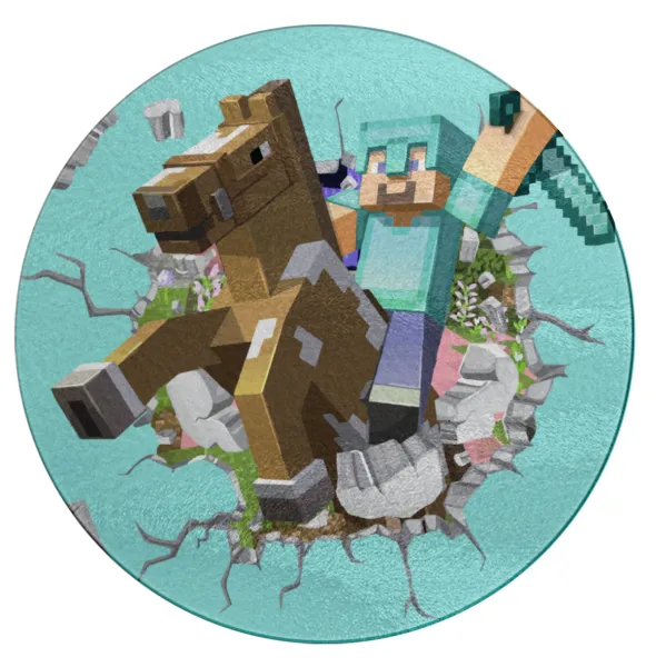 Minecraft brick — Round glass cutting board (30cm)