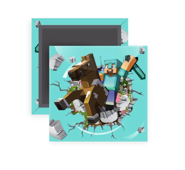 Minecraft brick — Square fridge magnet, 5x5cm
