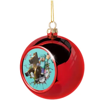 Minecraft brick, Christmas tree ball Red 8cm