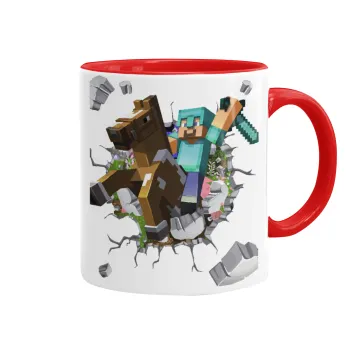 Minecraft brick, Mug colored red, ceramic, 330ml