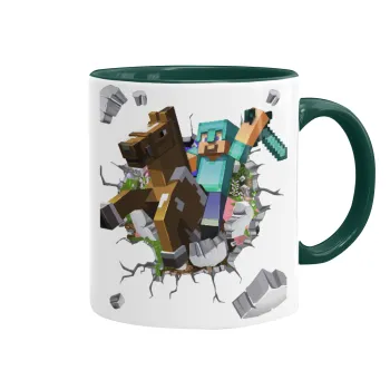 Minecraft brick, Mug colored green, ceramic, 330ml
