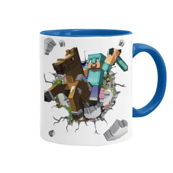 Minecraft brick, Mug colored blue, ceramic, 330ml