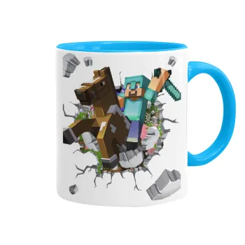 Minecraft brick, Mug colored light blue, ceramic, 330ml