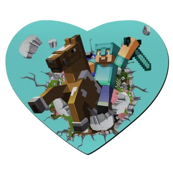 Minecraft brick, Mousepad heart 23x20cm