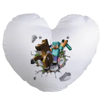 Minecraft brick, Μαξιλάρι καναπέ καρδιά 40x40cm περιέχεται το  γέμισμα