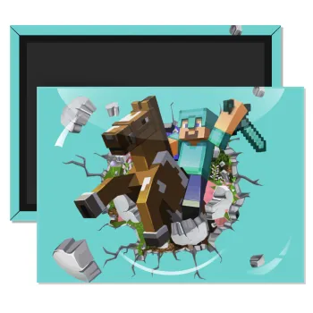 Minecraft brick, Ορθογώνιο μαγνητάκι ψυγείου διάστασης 9x6cm