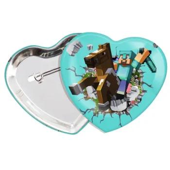 Minecraft brick, Κονκάρδα παραμάνα καρδιά (57x52mm)