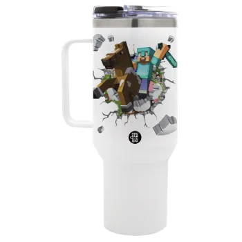 Minecraft brick, Mega Tumbler με καπάκι, διπλού τοιχώματος (θερμό) 1,2L
