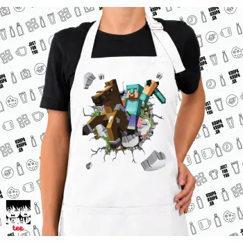 Minecraft brick, Ποδιά μακριά Σεφ ολόσωμη με τσέπες white (ΕΝΗΛΙΚΩΝ)