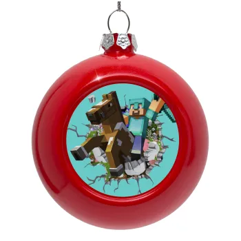 Minecraft brick, Red Christmas tree ornament bauble 8cm