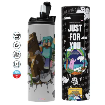 Minecraft brick, Tumbler stainless steel GREY 600ml