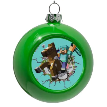 Minecraft brick, Green Christmas tree ornament bauble 8cm