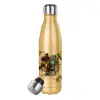 Glitter gold stainless steel thermos bottle, double-walled, 500ml