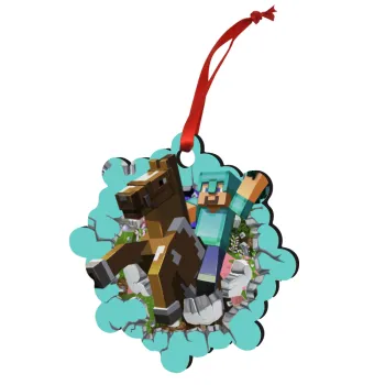 Minecraft brick, Christmas ornament snowflake wooden 7.5cm