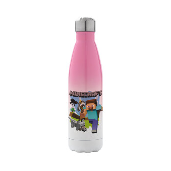 Minecraft Alex and friends, Metal mug thermos Pink/White (Stainless steel), double wall, 500ml
