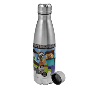 Minecraft Alex, Metallic water bottle, stainless steel, 750ml