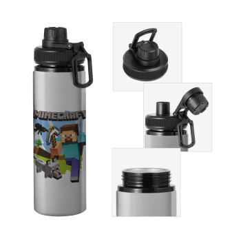 Minecraft Alex, Metallic water bottle with safety cap, 850ml aluminum