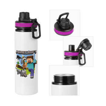 Minecraft Alex, Metallic water bottle with safety lid, 850ml aluminum