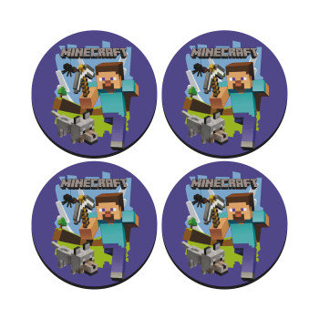 Minecraft Alex, SET of 4 round wooden coasters (9cm)