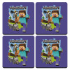 Minecraft Alex and friends, ΣΕΤ 4 Σουβέρ ξύλινα τετράγωνα (9cm)