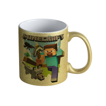 Minecraft Alex, Κούπα Χρυσή Glitter που γυαλίζει, κεραμική, 330ml