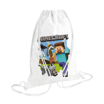 Minecraft Alex, Backpack pouch GYMBAG white (28x40cm)