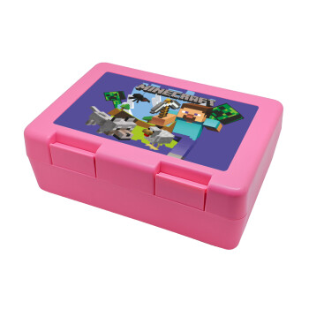 Minecraft Alex and friends, Children's cookie container PINK 185x128x65mm (BPA free plastic)