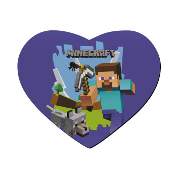 Minecraft Alex and friends, Mousepad heart 23x20cm