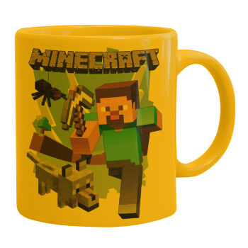 Minecraft Alex and friends, Ceramic coffee mug yellow, 330ml (1pcs)
