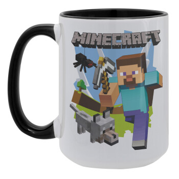 Minecraft Alex, Κούπα Mega 15oz, κεραμική Μαύρη, 450ml