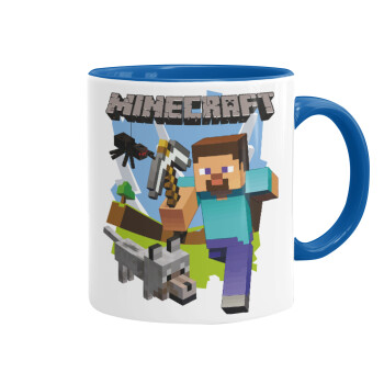 Minecraft Alex and friends, Mug colored blue, ceramic, 330ml