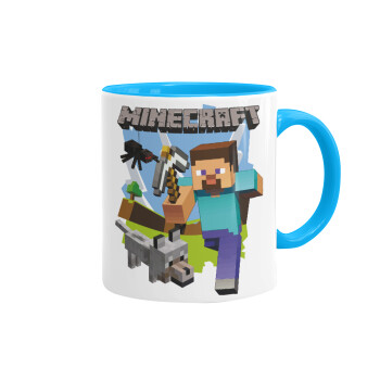 Minecraft Alex and friends, Κούπα χρωματιστή γαλάζια, κεραμική, 330ml